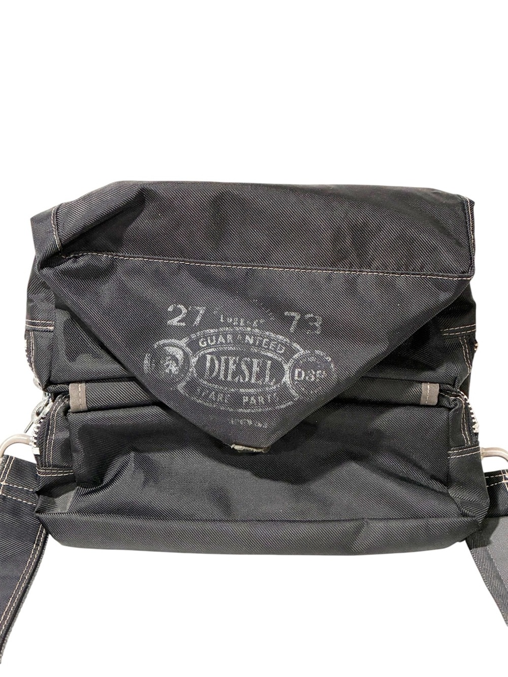 Diesel Black Nylon Multi Pocket Zipper Crossbody Tote Bag